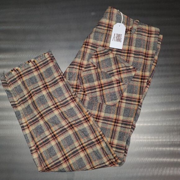 A Shirt Thing 100% Cotton Griffin Flannel Pants Brown Multi Plaid Large NWT - Picture 1 of 11